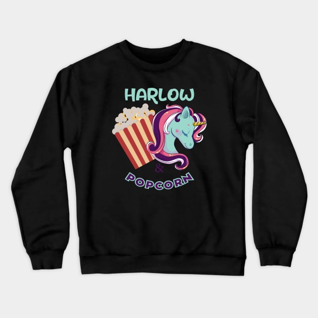 Harlow And Popcorn Funny Popcorn The Pony Crewneck Sweatshirt by Selva_design14